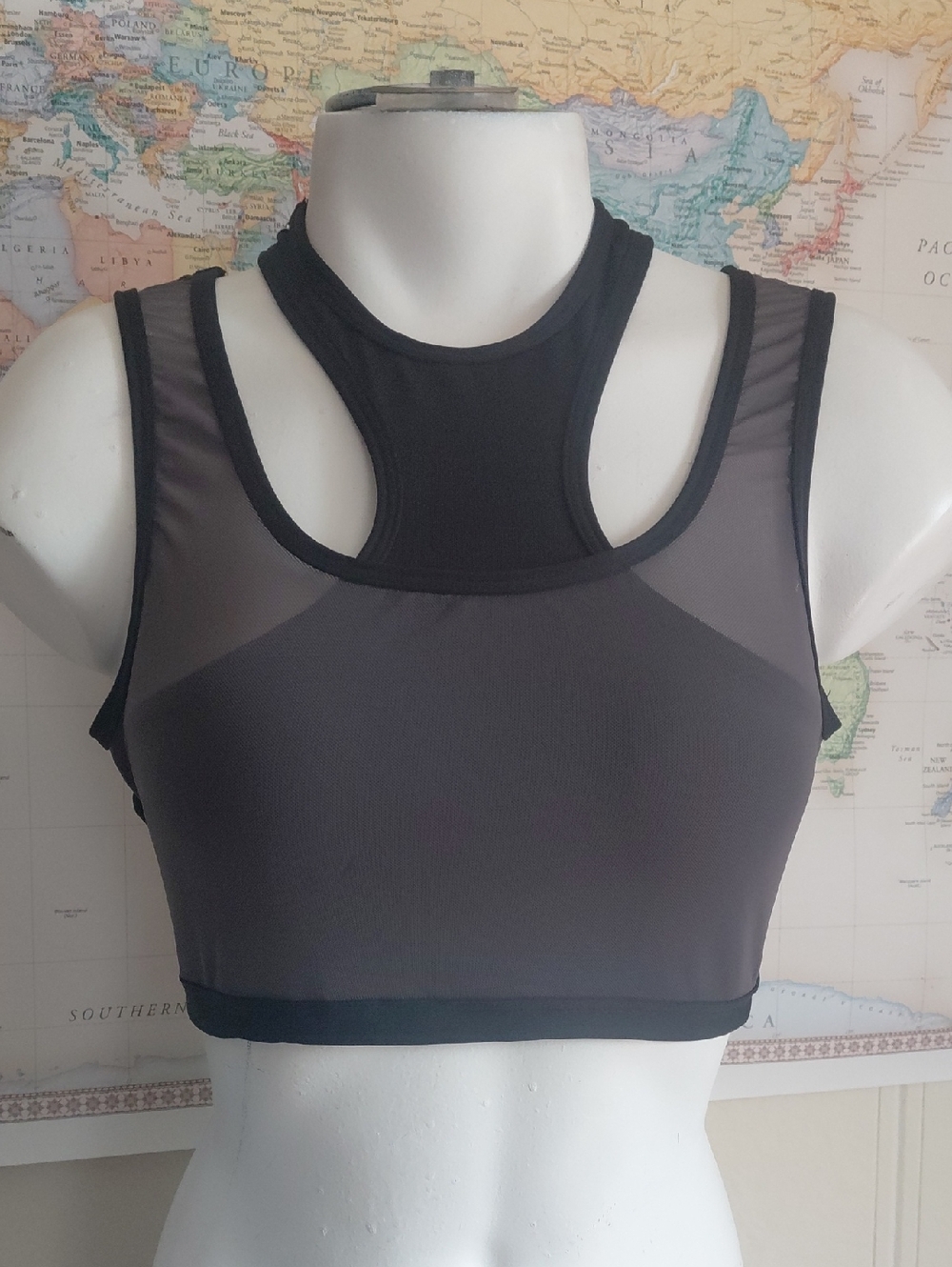 Bad Kitty Black and Charcoal Mesh High-Neck Sports Bralette